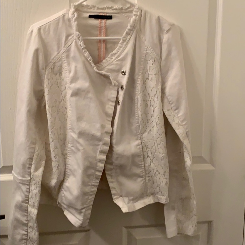 White lace moto jacket